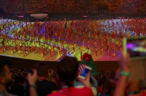 2016 Rio Olympics - Opening ceremony - Maracana - Rio de Janeiro, Brazil - 05/08/2016. Fans watch the opening ceremony. REUTERS/Mike Blake FOR EDITORIAL USE ONLY. NOT FOR SALE FOR MARKETING OR ADVERTISING CAMPAIGNS.